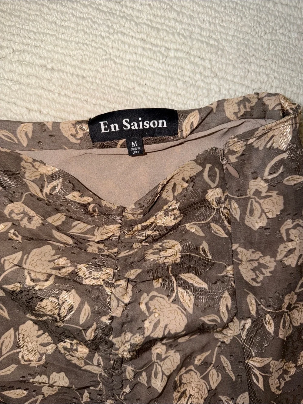 En Saison Brown Floral Ruffle Midi Skirt size medium - worn 1x